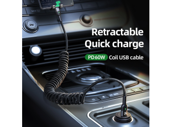 CABLE RETRACTIL 60W TYPE C TO C 1,8M